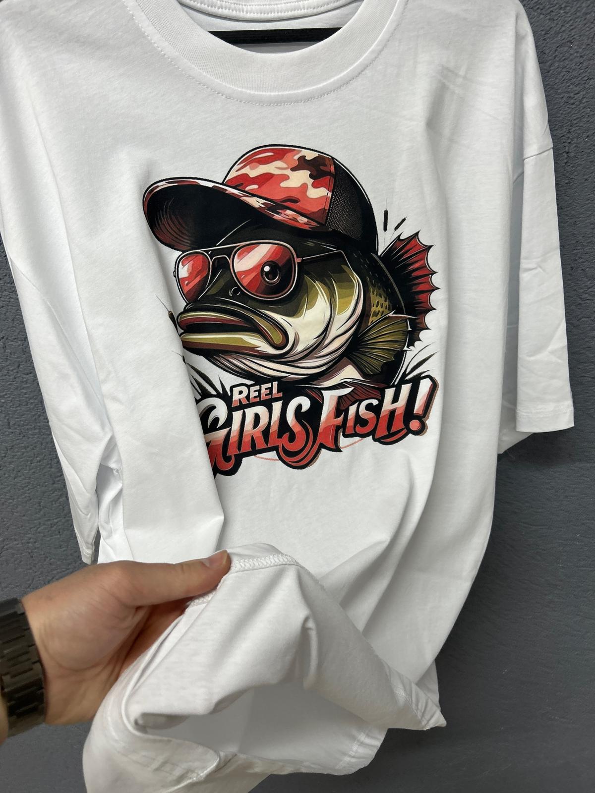 DTF Baskılı Premium Tişört – “Reel Girls Fish!” - Resim 3