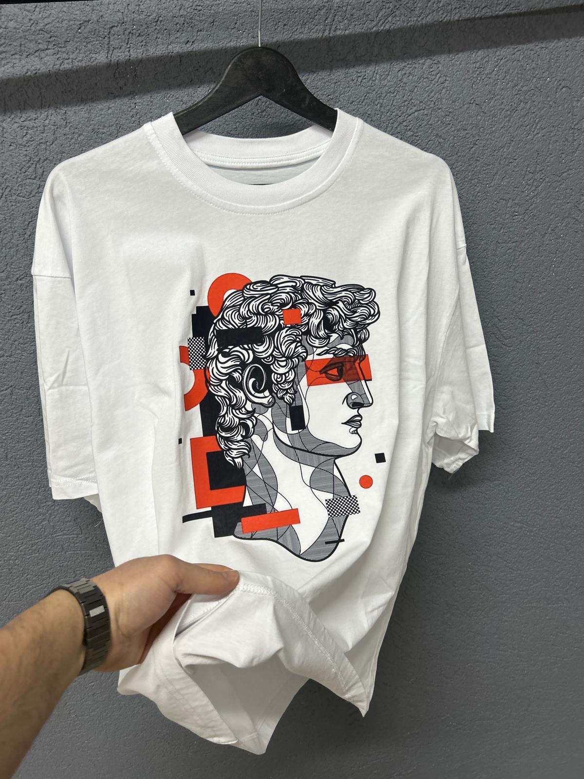 DTF Baskılı Geometrik David Tasarımlı Oversize